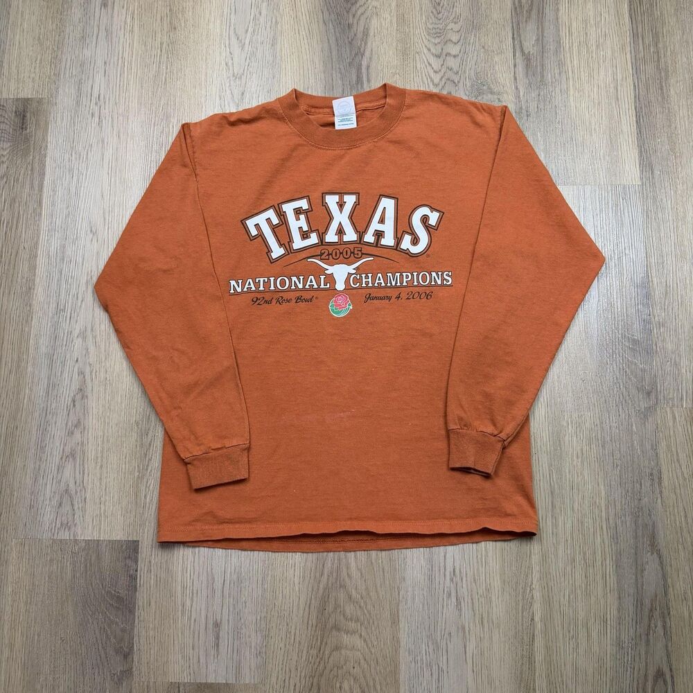 Texas Longhorns Shirt Mens Medium Orange NCAA Football Fruit Of The Loom